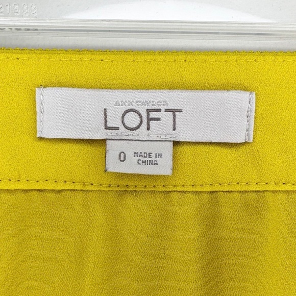 LOFT Skirt Yellow Pleated Mini Size Zipper Ann Taylor Size 0 - Picture 5 of 8